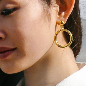 14K Gold Vermeil Door Knocker Earrings - 1950's Audrey Hepburn Style